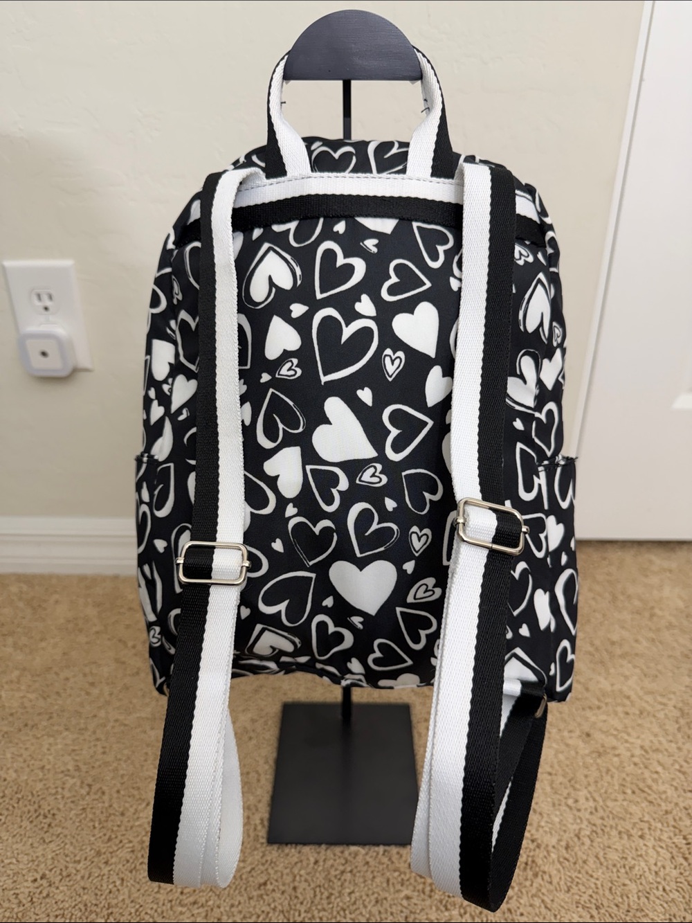 Brighton Endless Love Heart Nylon Backpack Black White Retail $150 NWT - Picture 2 of 5